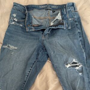 American Eagle Outfitters Women's Ripped Blue Skinny Jeans